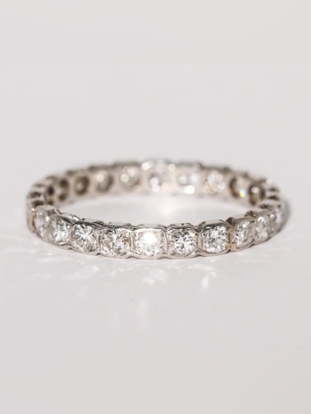 Art Deco Platinum Old European Diamond Eternity Band Ring Size 7.5 Antique - Picture 13 of 13